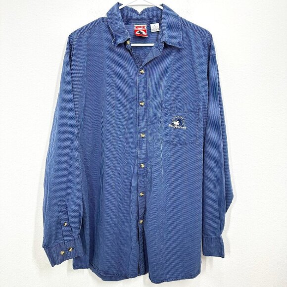 Mickey Inc. Mickey Mouse Disney Men's Size XL Blue Striped Button Down Shirt - Picture 1 of 8